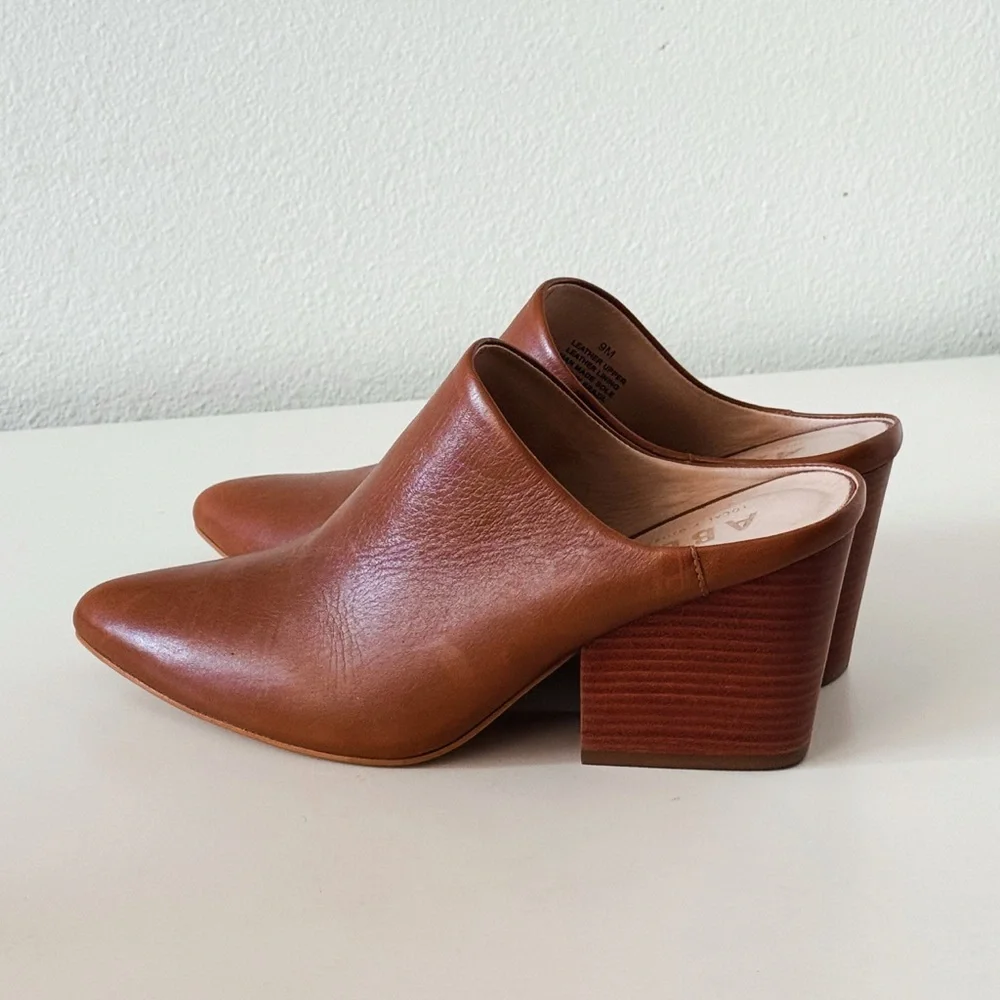 Able Global Rojas Pointed Toe Leather Mules Cognac - Picture 2 of 5